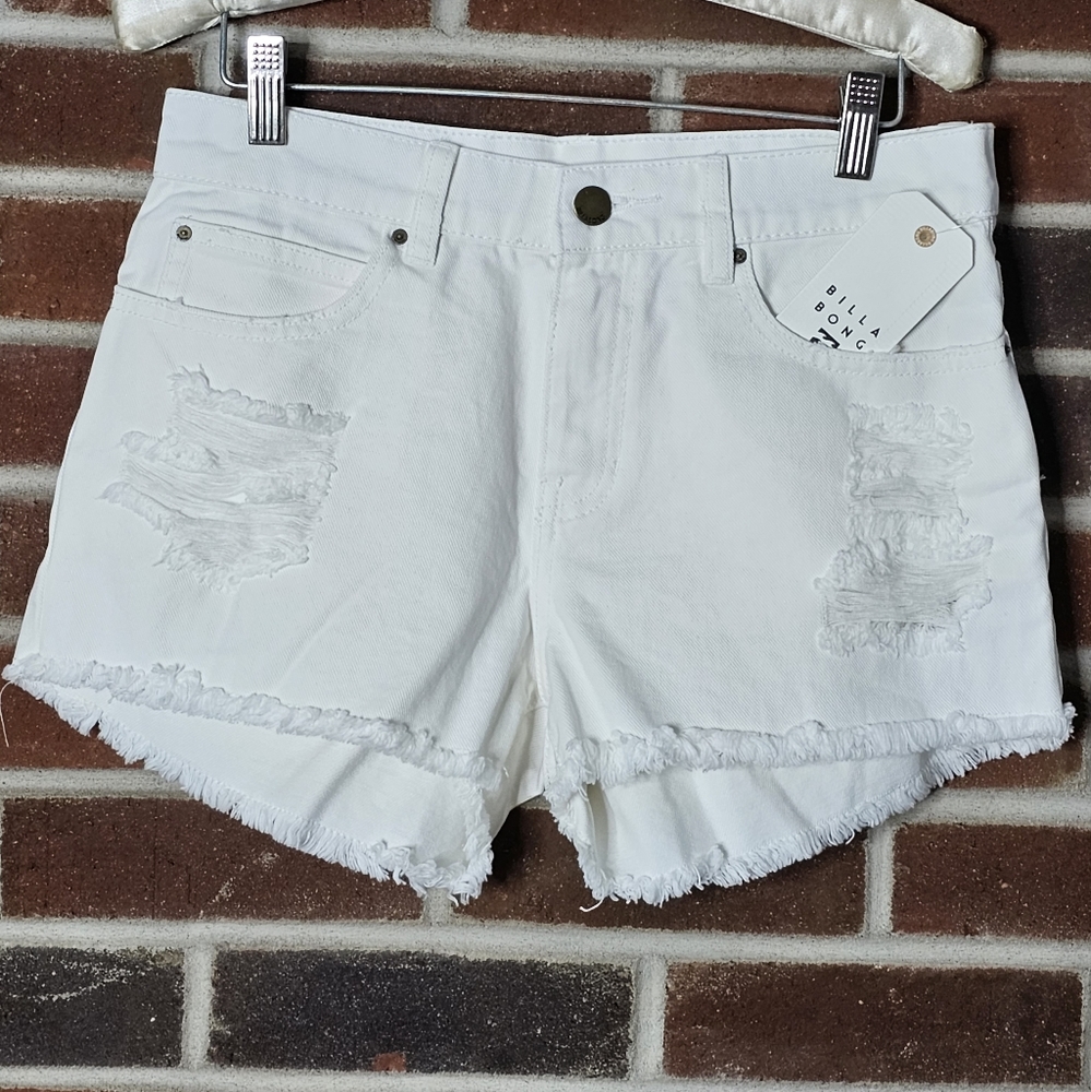 Billabong: White Distressed/Destroyed Jean Shorts NWT!!